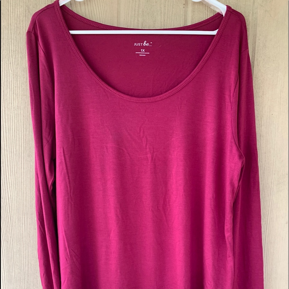 Just be Fuchsia Pink Long Sleeve top Sz 1X